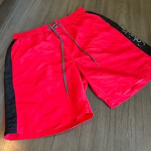Calvin Klein, red /black /grey Swim-trunks. Size Medium.